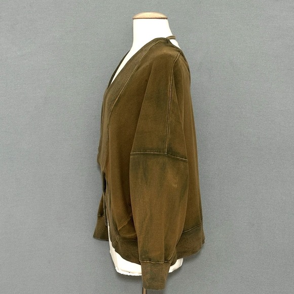 Entro Womens Sweater M Brown Distressed Well Worn Look Criss Cross Plunge Grunge - Picture 6 of 15